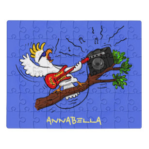 Funny Cockatoo spielt Rockgitarre Cartoon Puzzle
