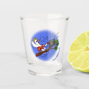 Funny Cockatoo spielt Rockgitarre Cartoon Schnapsglas