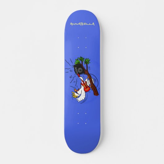 Funny Cockatoo spielt Rockgitarre Cartoon Skateboard (Vorne)