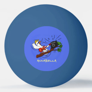 Funny Cockatoo spielt Rockgitarre Cartoon Tischtennisball