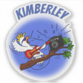 Funny Cockatoo Vogel Rock Gitarrist Cartoon Aufkleber (Vorderseite)