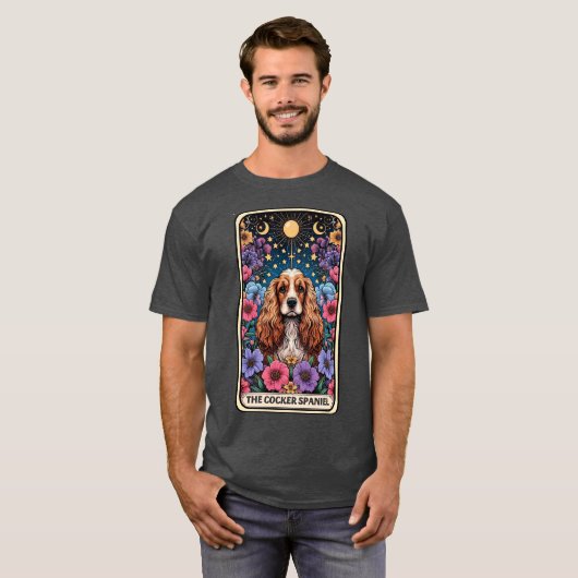 Funny Cocker Spanel Tarot Card T-Shirt (Vorne ganz)