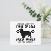 Funny Cocker Spaniel Designs Postkarte (Stehend Vorderseite)