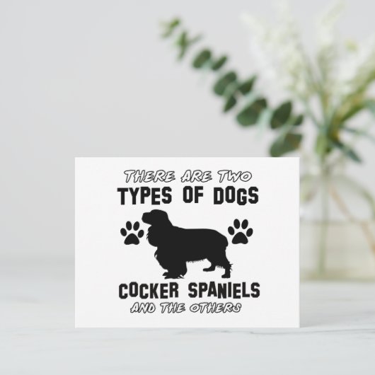Funny Cocker Spaniel Designs Postkarte (Stehend Vorderseite)