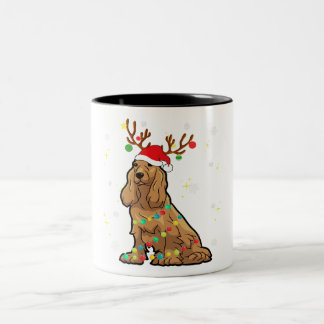 Funny Cocker Spaniel Reindeer Christmas Dog Zweifarbige Tasse