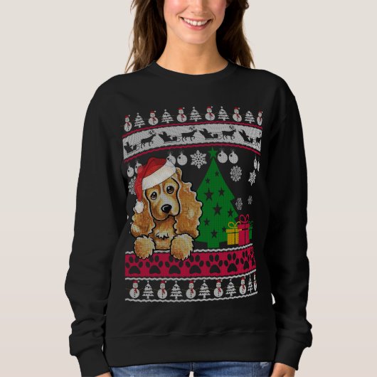 Funny Cocker Spaniel Weihnachten Ugly Sweater Dog  Sweatshirt (Vorderseite)