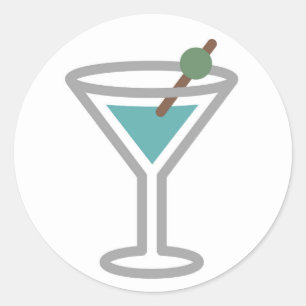 Funny Cocktail Martini Emoji Runder Aufkleber