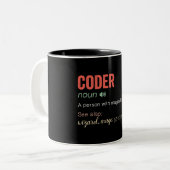 Funny Coder Definition Zwei-Tone-Tasse Zweifarbige Tasse (Vorderseite Links)