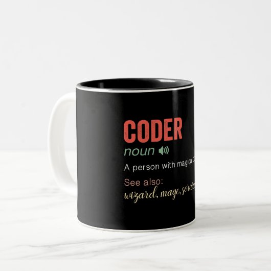 Funny Coder Definition Zwei-Tone-Tasse Zweifarbige Tasse (Vorderseite Links)