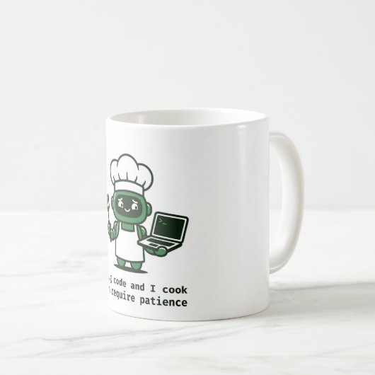 Funny Coder Mug — I Debug Code and I Cook Kaffeetasse (VorderseiteRechts)