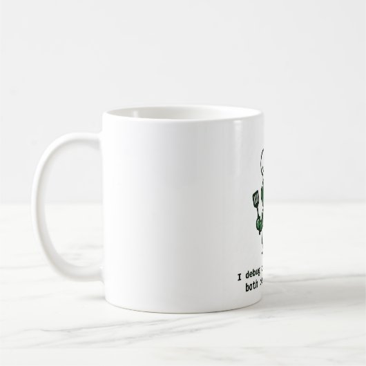 Funny Coder Mug — I Debug Code and I Cook Kaffeetasse (Links)