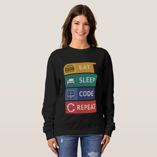 Funny Coder Programmierer Coding Eat Sleep Code Wi Sweatshirt (Vorne ganz)