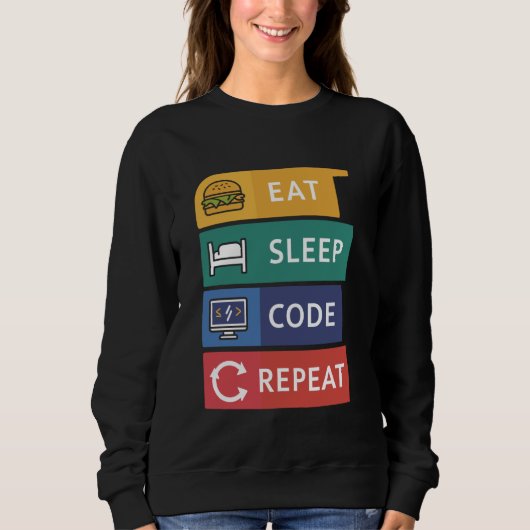 Funny Coder Programmierer Coding Eat Sleep Code Wi Sweatshirt (Vorderseite)