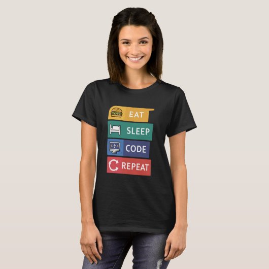 Funny Coder Programmierer Coding Eat Sleep Code Wi T-Shirt (Vorne ganz)