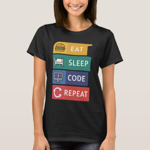 Funny Coder Programmierer Coding Eat Sleep Code Wi T-Shirt
