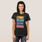 Funny Coder Programmierer Coding Eat Sleep Code Wi T-Shirt (Vorne ganz)