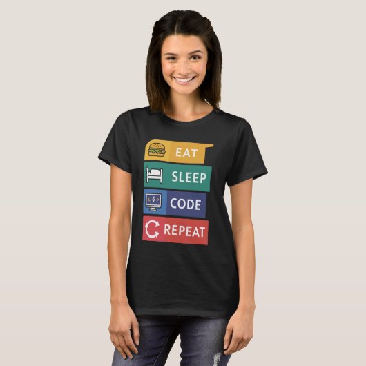 Funny Coder Programmierer Coding Eat Sleep Code Wi T-Shirt (Vorne ganz)