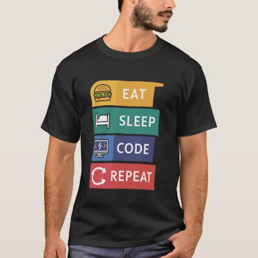 Funny Coder Programmierer Coding Eat Sleep Code Wi T-Shirt (Vorderseite)