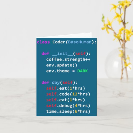 Funny Coding Python Cl Eat Code Sleep Karte (Gelbe Blume)