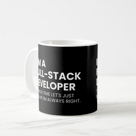 Funny Coding Sprichwort für Entwickler mit Vollsta Kaffeetasse (Vorderseite Links)
