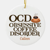 Funny Coffee Addict Monogram Barista Keramik Ornament (Vorne)