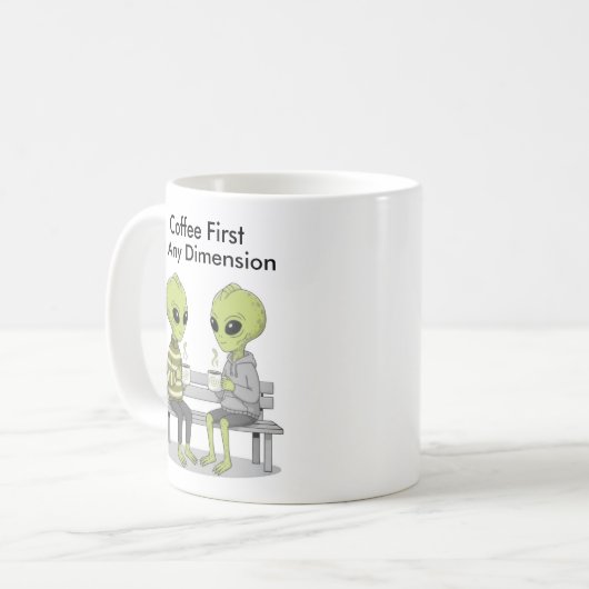 Funny Coffee and Aliens Kaffeetasse (Vorderseite Links)
