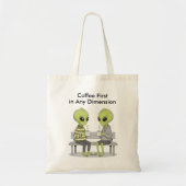Funny Coffee and Aliens Tragetasche (Vorne)