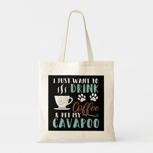 Funny Coffee and Pet My Cavapoo Dog 236 Tragetasche (Rückseite)