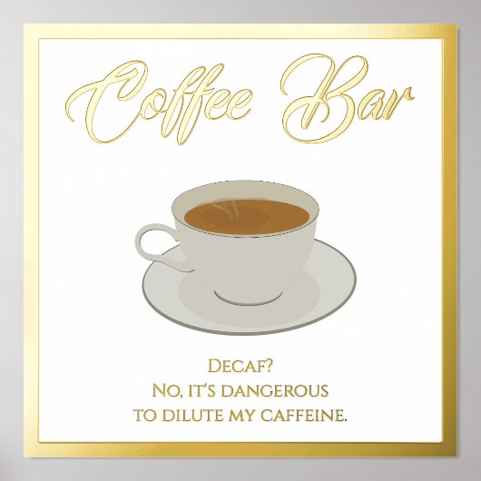 Funny Coffee Bar Text Fox Print Poster (Vorderseite)