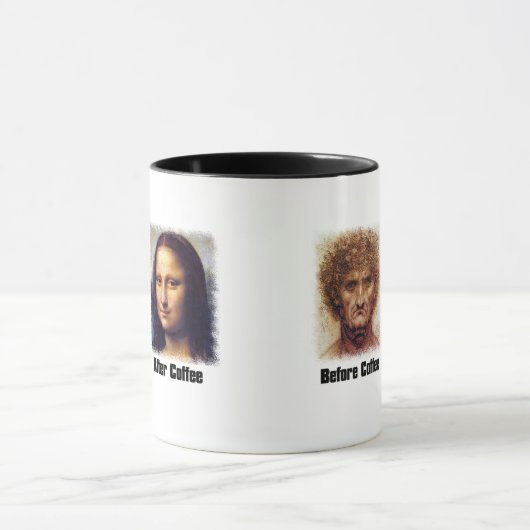 Funny Coffee Before and After - Da Vinci Mona Lisa Tasse (Zentrum)