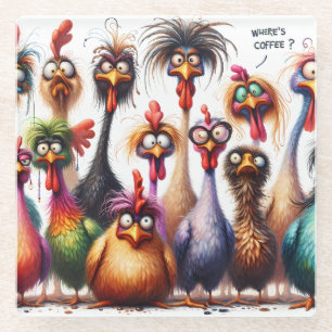 Funny Coffee Birds Glasuntersetzer