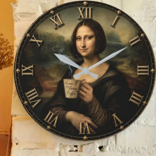 Funny Coffee Break Mona Lisa Große Wanduhr