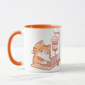 Funny Coffee Cat Mug, Cute Overworked Programmer G Tasse (Links)