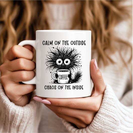 Funny Coffee Cat - Ruhe im Freien, Chaos im Innere Kaffeetasse
