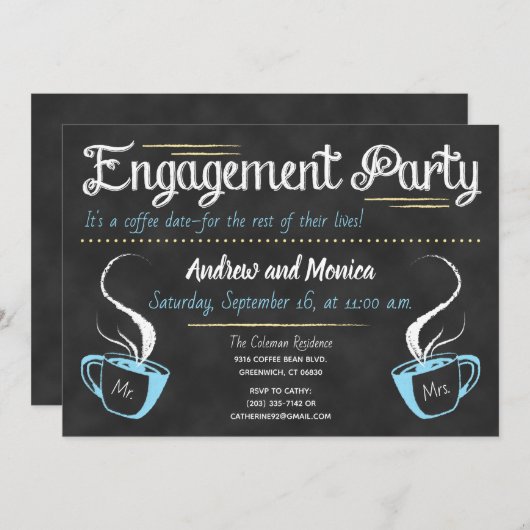 Funny Coffee Chalkboard Einladung (Vorne/Hinten)