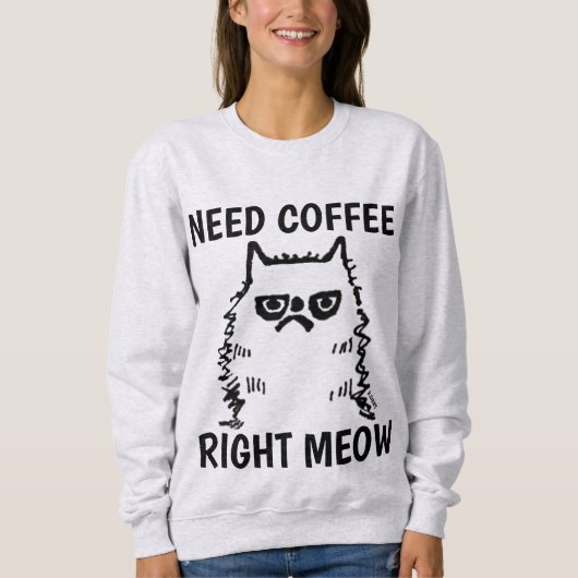 Funny Coffee Chat T - Shirt Grumpy Cat (Vorderseite)