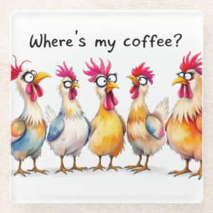 Funny Coffee/Chickens Glasuntersetzer