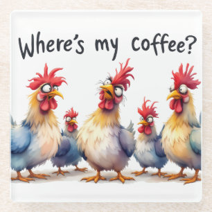 Funny Coffee/Chickens Glasuntersetzer
