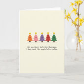 Funny Coffee Christmas Card Colorful Trees People Karte (Gelbe Blume)