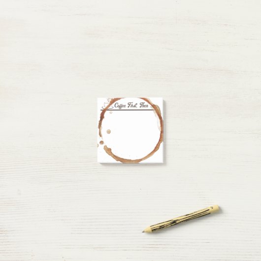 Funny Coffee dann Post-it Klebezettel (Auf Schreibtisch)