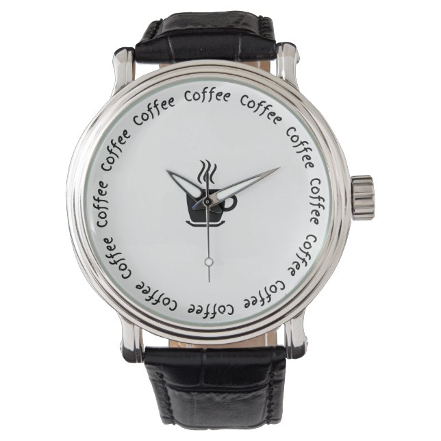 Funny Coffee eWatch - "Coffee O'Clock" Armbanduhr (Vorderseite)