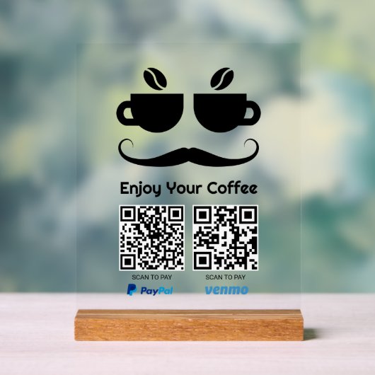 Funny Coffee Eyeglass QR Code, scannen Sie zu zahl Acrylschild (Neutral)