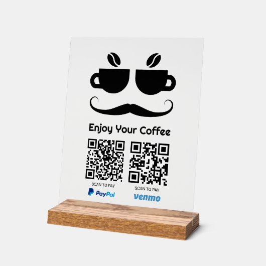 Funny Coffee Eyeglass QR Code, scannen Sie zu zahl Acrylschild (Winkel)