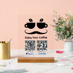 Funny Coffee Eyeglass QR Code, scannen Sie zu zahl Acrylschild