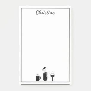 Funny Coffee Golf Wine Personalisiert Nachhinweise Post-it Klebezettel