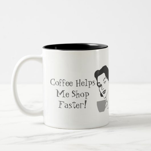 Funny Coffee hilft mir, schneller zu kaufen Tasse (Links)
