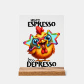 Funny Coffee Huhn Wortart Acrylschild (Vorderseite)