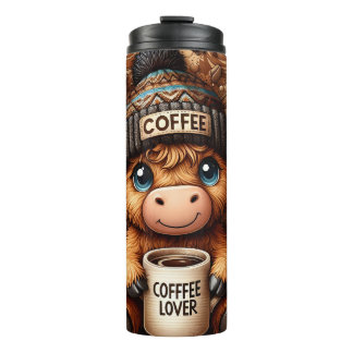 Funny Coffee Lover Cow  Thermosbecher