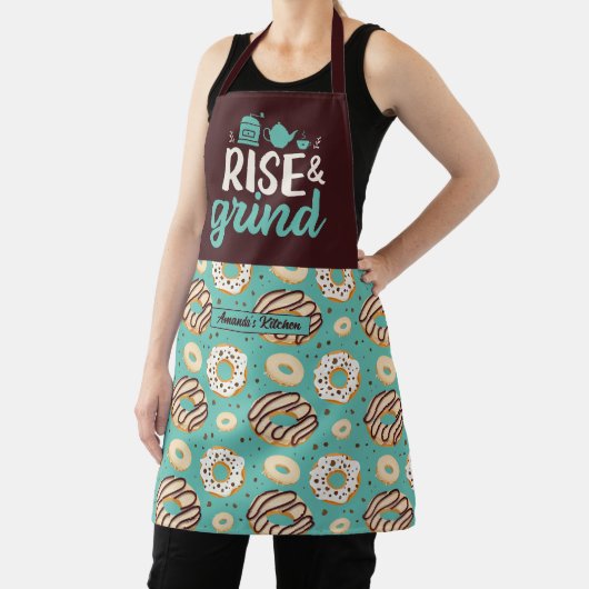 Funny Coffee Lover Rise and Grind Donut Muster Schürze (InSitu)