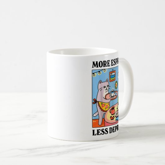 Funny Coffee Lover With Cute Cat More Espresso Les Kaffeetasse (VorderseiteRechts)